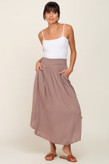 Mocha Smocked Midi Skirt