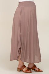 Mocha Smocked Maternity Midi Skirt