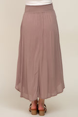 Mocha Smocked Maternity Midi Skirt