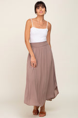 Mocha Smocked Midi Skirt