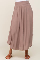 Mocha Smocked Midi Skirt