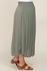 Olive Smocked Maternity Midi Skirt