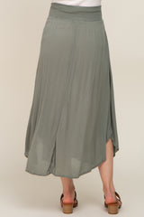 Olive Smocked Maternity Midi Skirt