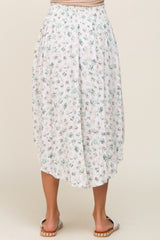 Ivory Mint Floral Smocked Skirt