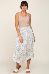 Ivory Mint Floral Smocked Maternity Skirt