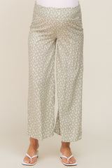 Mint Leaf Print Smocked Waist Maternity Pants