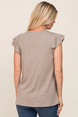 Taupe Flounce Cap Sleeve Top