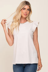 Cream Flounce Cap Sleeve Top