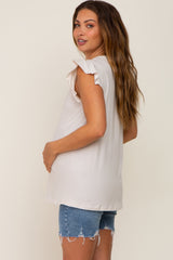 Cream Flounce Cap Sleeve Maternity Top