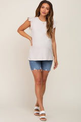 Cream Flounce Cap Sleeve Maternity Top