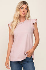 Light Pink Flounce Cap Sleeve Top