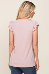 Light Pink Flounce Cap Sleeve Top