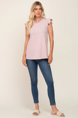 Light Pink Flounce Cap Sleeve Top