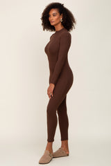 Brown Ribbed Jumpsuit