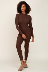 Brown Ribbed Jumpsuit