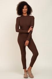 Brown Ribbed Jumpsuit