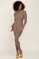 Taupe Ribbed  Jumpsuit