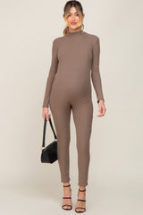 Taupe Ribbed Maternity Jumpsiut