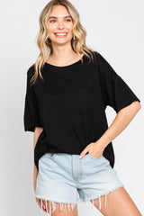 Black Short Sleeve Pocketed Top