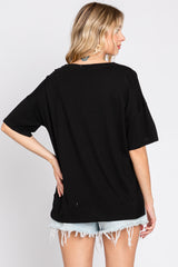 Black Short Sleeve Pocketed Top