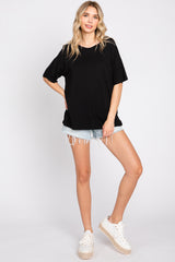 Black Short Sleeve Pocketed Top