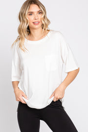 White Short Sleeve Pocketed Top