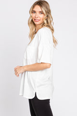 White Short Sleeve Pocketed Top