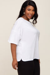 White Short Sleeve Pocketed Plus Top