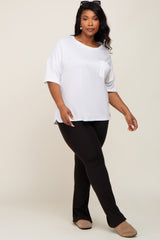 White Short Sleeve Pocketed Plus Top