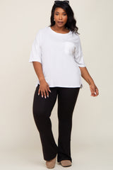 White Short Sleeve Pocketed Plus Top