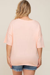 Peach Short Sleeve Pocketed Plus Maternity Top