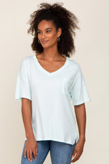 Mint Pocketed V-Neck Top