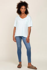 Mint Pocketed V-Neck Top