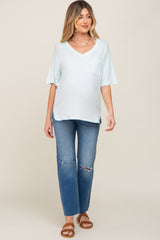 Mint Pocketed V-Neck Maternity Top