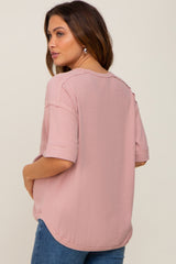 Mauve Oversized Maternity Henley Top