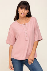 Mauve Oversized Maternity Henley Top