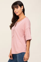 Mauve Oversized Henley Top