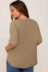 Olive Oversized Maternity Henley Top