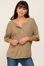 Olive Oversized Henley Top