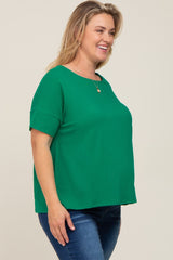 Green Oversized Short Cuffed Dolman Sleeve Maternity Tee