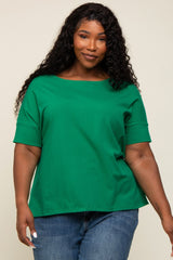 Green Oversized Short Cuffed Dolman Sleeve Maternity Tee