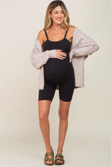 Black Rib Knit Sleeveless Maternity Romper