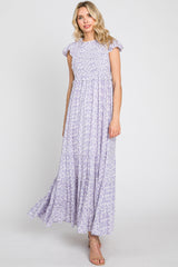 Lavender Floral Tiered Maxi Dress