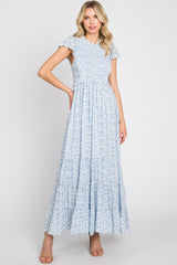 Blue Floral Tiered Maxi Dress