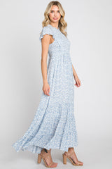 Blue Floral Tiered Maxi Dress