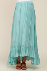 Sage Ruffle Hem Maternity Maxi Skirt