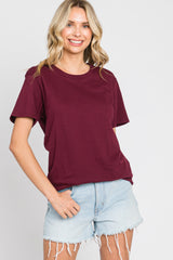 Burgundy Oversized Short Sleeve Maternity Top