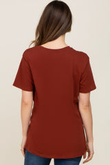 Rust Oversized Short Sleeve Maternity Top