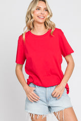 Red Oversized Short Sleeve Maternity Top