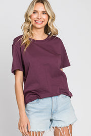 Plum Oversized Short Sleeve Top